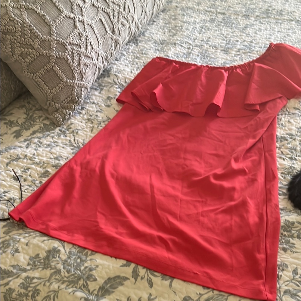 a new day Red Asymmetrical Ruffled Sundress
